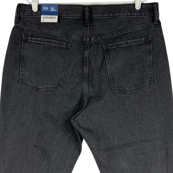 Old Navy Women's Slouchy Straight Distressed High Rise Black Jeans Size 16 NWT - Picture 4 of 12
